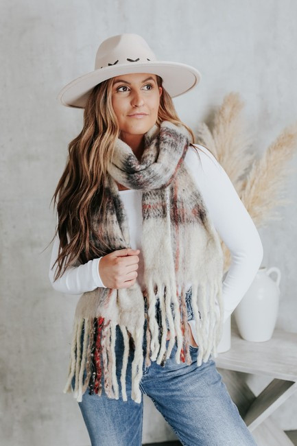Bellefontaine Taupe Plaid Cozy Scarf - FINAL SALE | Magnolia Boutique