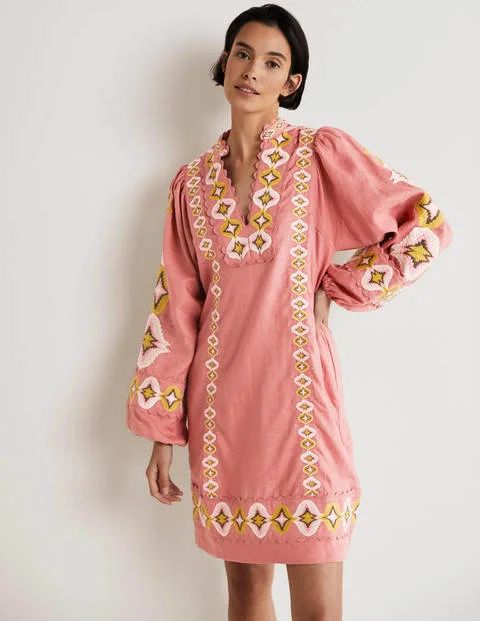 Embroidered Linen Mini Dress | Boden (US)