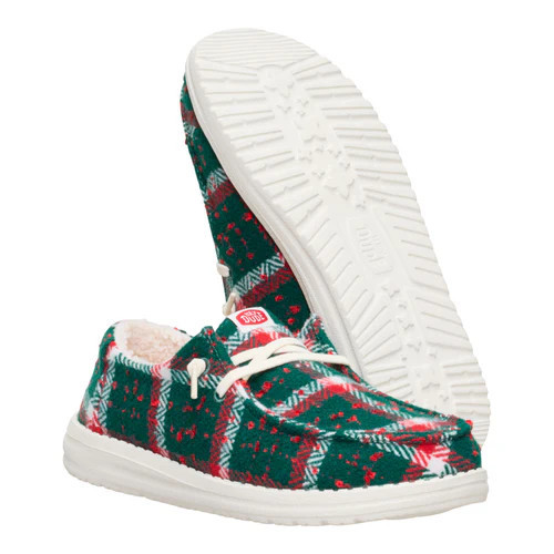 Wendy Confetti Plaid Cozy - Red/Green/Multi | HEYDUDE