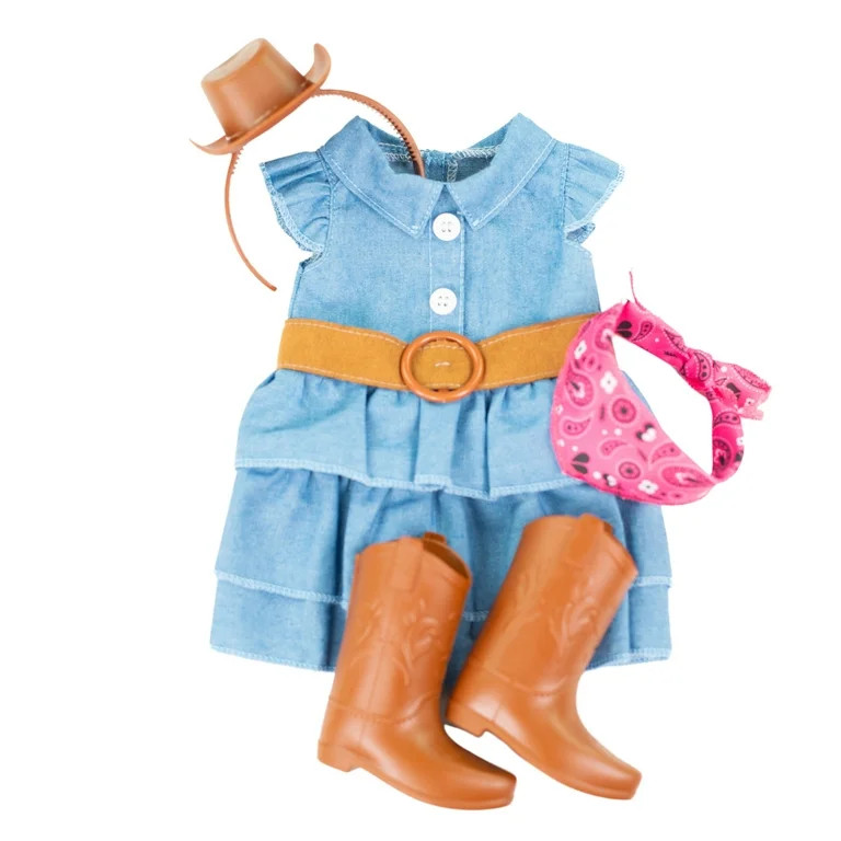 My Life As Cowgirl Fashion Set for 18-inch Doll, 5 Pieces Included; Blue, Pink, Brown Color | Walmart (US)