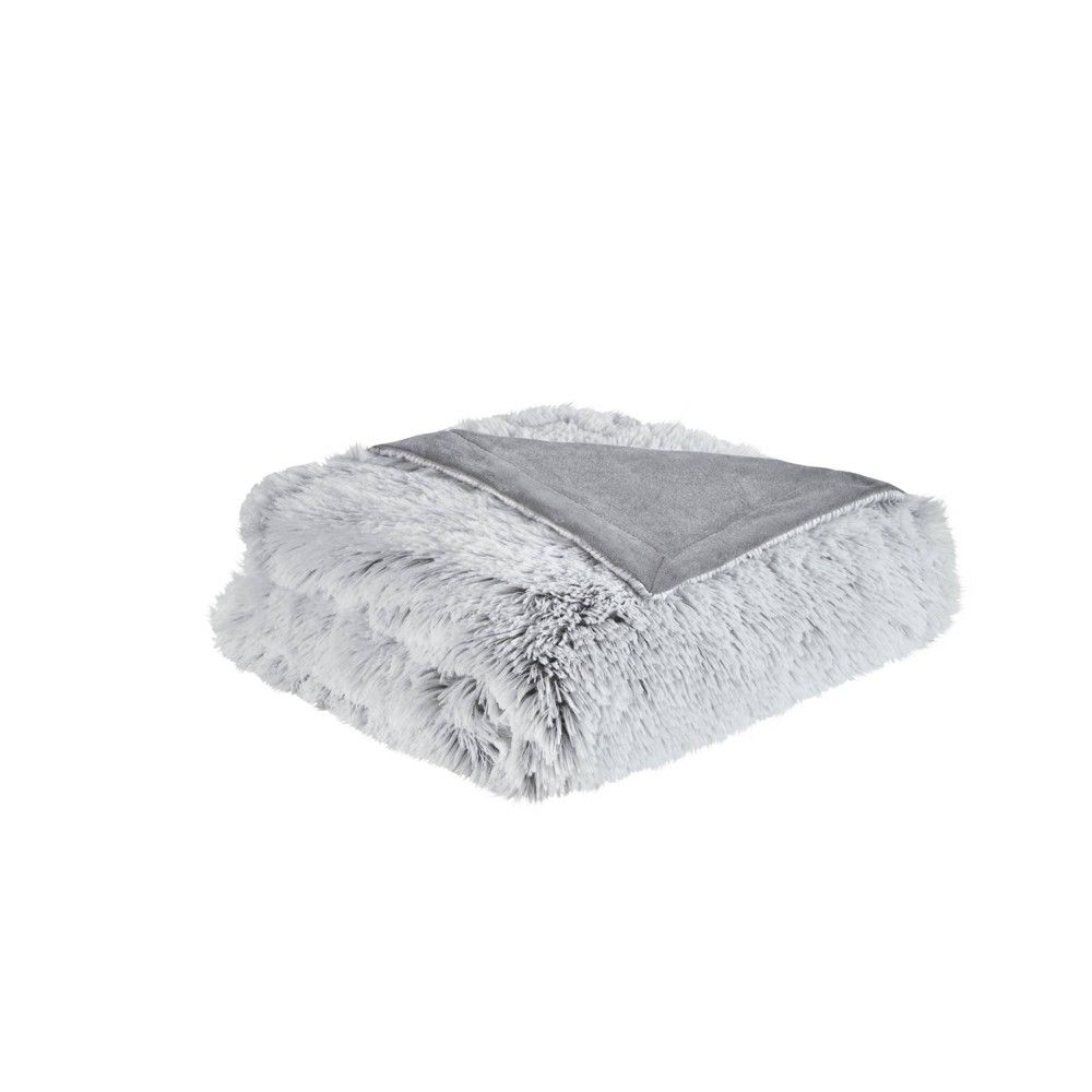 Maddie Shaggy Faux Fur Throw Blanket Gray | Target