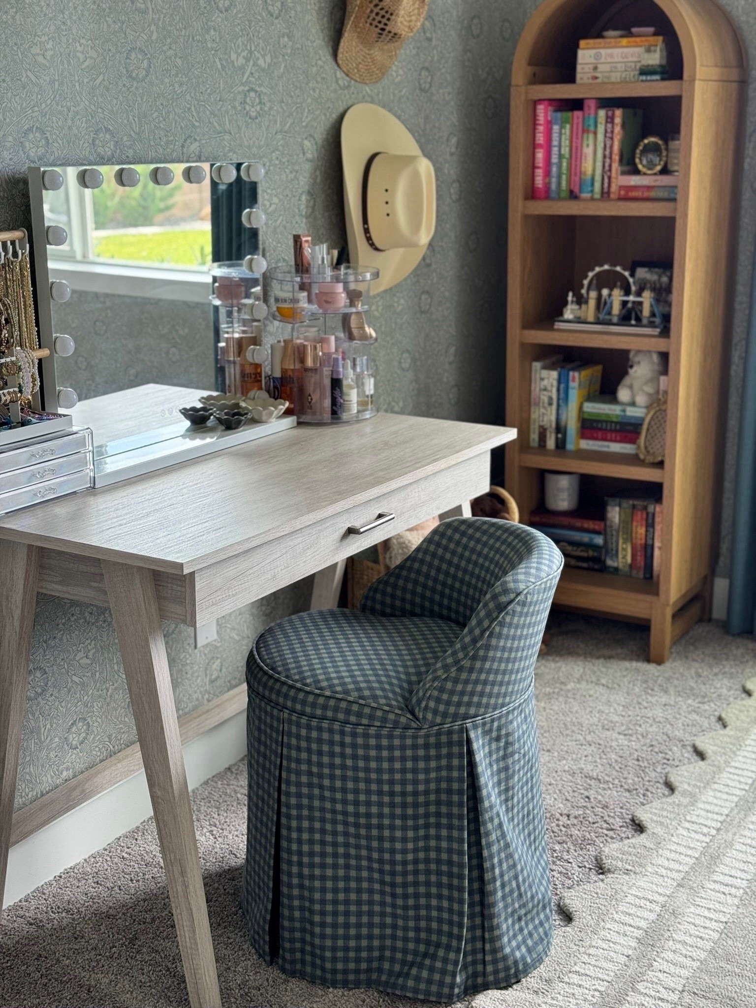 This little spot in Hazel’s room is my favorite! I love the arched bookcase paired with this gorgeous gingham blue vanity chair. Both affordable finds that look designer! 

#LTKKids #LTKHome #LTKSaleAlert