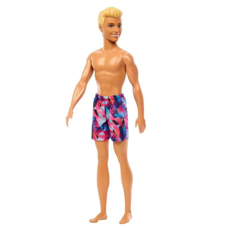 Barbie Beach Day Ken Doll with Blond Hair Wearing Purple Patterned Summer Swimsuit | Walmart (US)