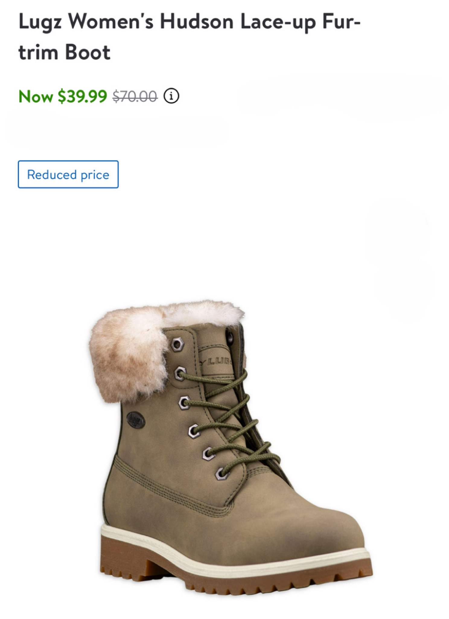 Walmart Deals: Lace up Fur-trimmed Boots