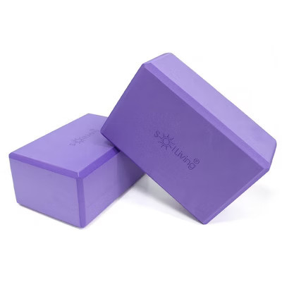 Sol Living 2pc Yoga Block Meditation Exercise Equipment for Yoga and Pilates 4" x 6" x 9" -  Purple | Target