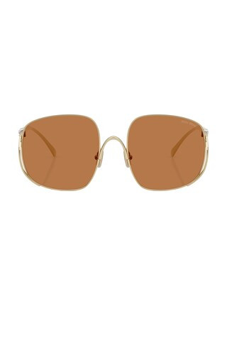 Miu Miu Square Sunglasses in Metallic Gold | FWRD 