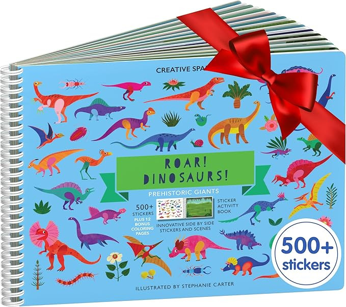 Cupkin Dinosaur Sticker Book Activity for Kids, Toddler Airplane Travel Essentials, 500+ Dino Sti... | Amazon (US)