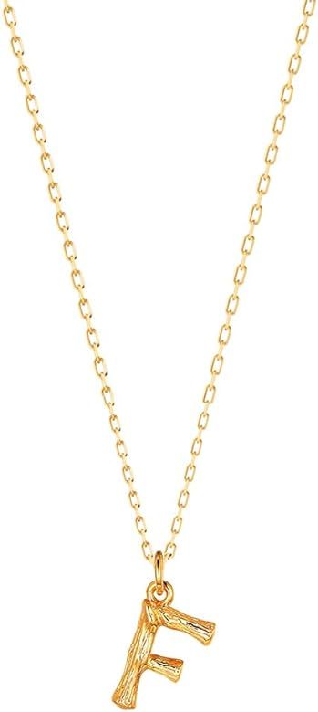 Bamboo Initial Necklace, 18K Gold Plated Stainless Steel Small Initial Necklace Personalized Lett... | Amazon (US)