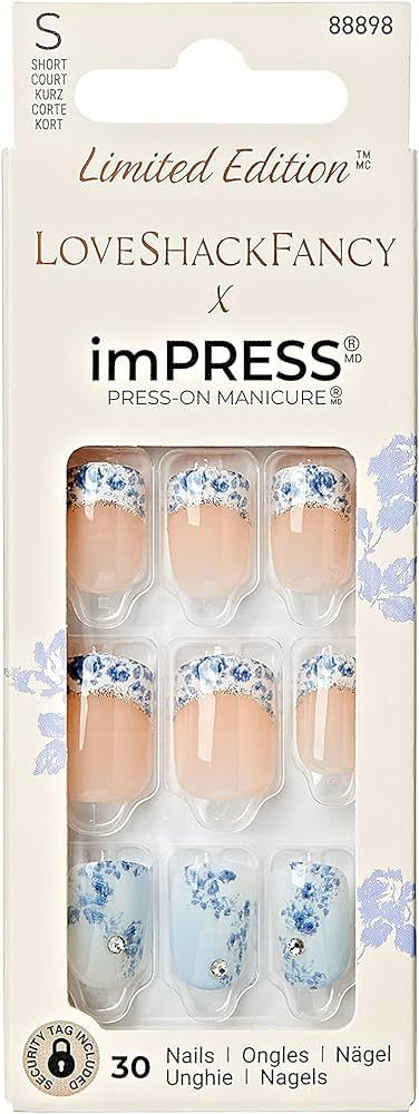 Amazon.com: KISS LoveShackFancy x imPRESS Press-On Manicure Limited Edition, Style "Hydrangea Blu... | Amazon (US)