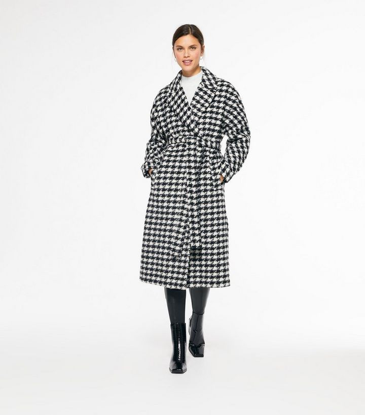 Black Dogtooth Belted Long Coat
						
						Add to Saved Items
						Remove from Saved Items | New Look (UK)