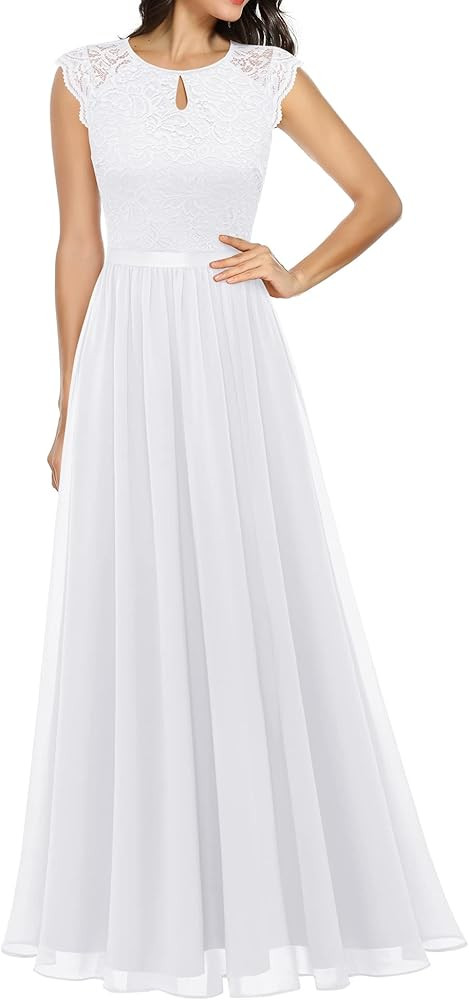 Dressystar Women's V Neck Sleeveless Lace Bridesmaid Dress Wedding Party Gown | Amazon (US)