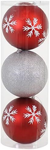 Sunnydaze 3-Count 6-Inch Shatterproof Christmas Ball Ornaments with Hooks - Sparkle and Shine Bau... | Amazon (US)