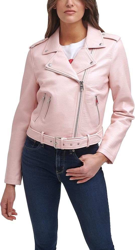 Levi's Women's Faux Leather Belted Motorcycle Jacket (Standard and Plus Sizes) | Amazon (US)