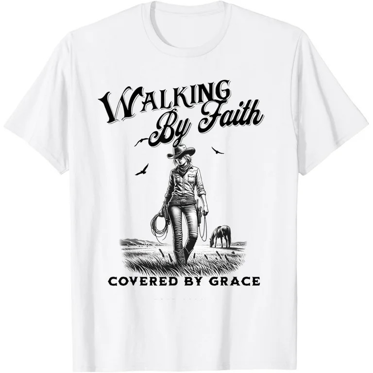 Christian Cowgirl Bible Verse Western Jesus Faith Based T-Shirt tee | Walmart (US)