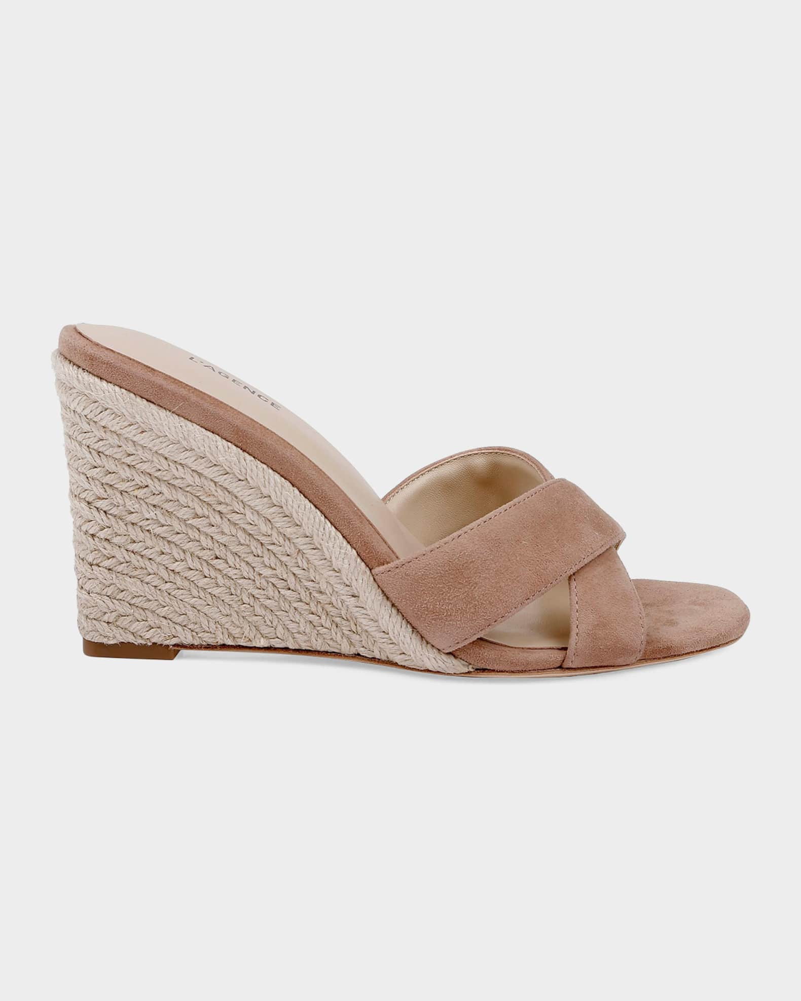 Rosaline Crackled Leather Espadrille Wedge Sandals | Neiman Marcus