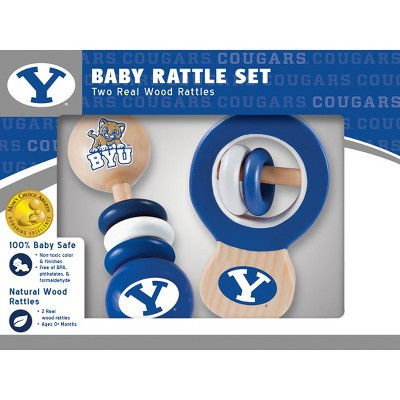 Baby Fanatic Wood Rattle 2 Pack - NCAA BYU Cougars Baby Toy Set | Target