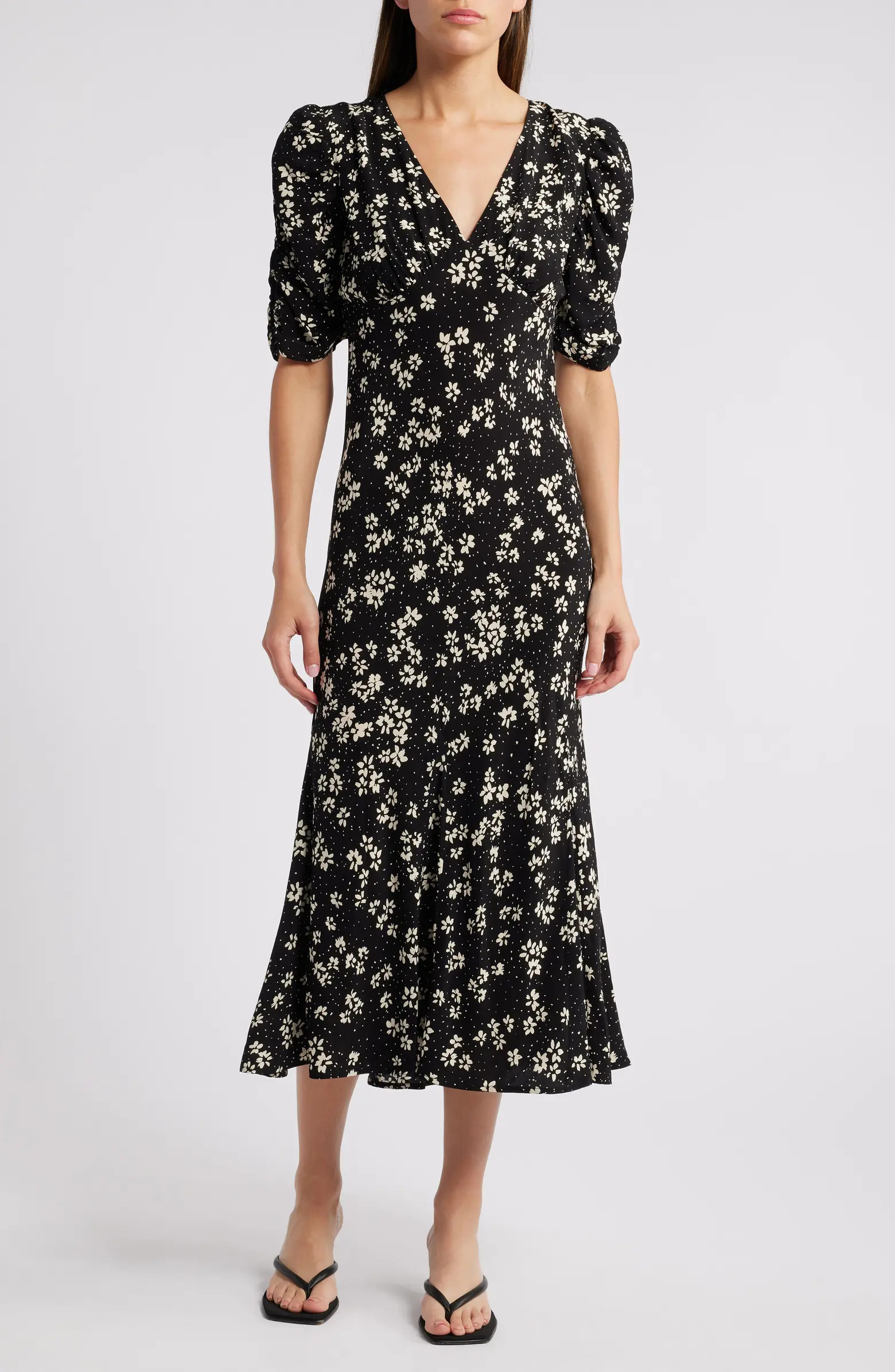 Zariah Floral Puff Sleeve Midi Dress | Nordstrom