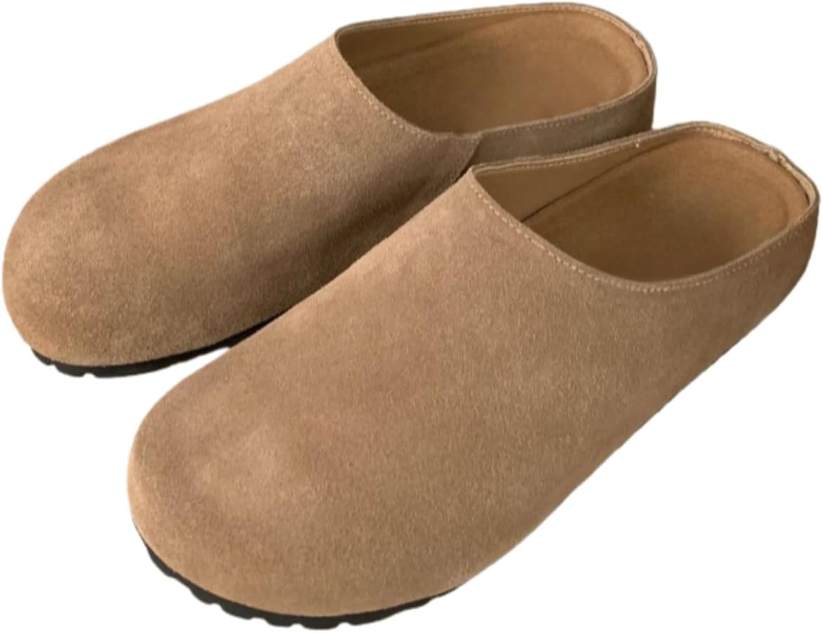 Genuine Leather Mules Backless Clogs Slip On Shoes for Women Round Toe Suede Minimalist Non Slip ... | Amazon (US)