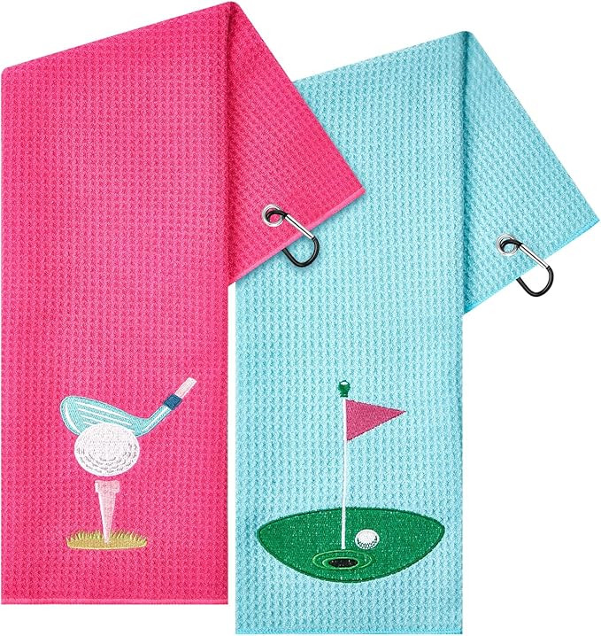 2 Pieces Funny Golf Towel Microfiber Embroidered Ball Towels for Women Ball Bags with Clips Acces... | Amazon (US)