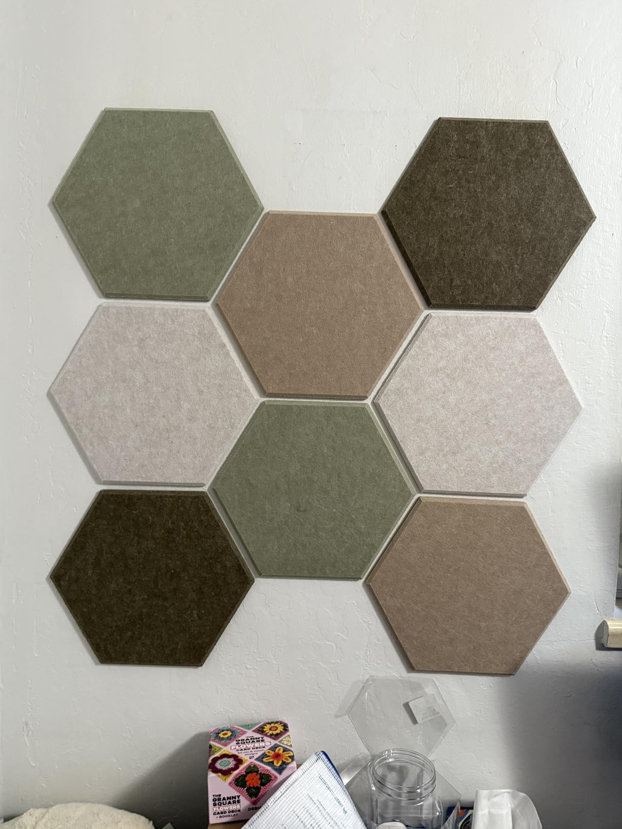 Fluxynara Hexagon Cork Board Alternative for Walls Decor-12-Pack Felt Bulletin Board Tiles,with 30 Pushpins,70 Adhesive Tabs for Office,Classrooms & Home Pin Board Felt Board-Nordic Moss | Amazon (US)