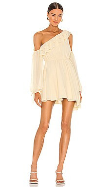 Michael Costello x REVOLVE Everett Mini Dress in Pastel Yellow from Revolve.com | Revolve Clothing (Global)