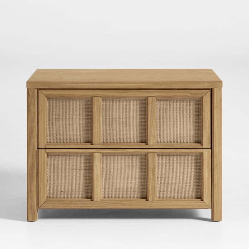 Campagna Rattan and Natural Oak Wood Nightstand with Drawers | Crate & Barrel | Crate & Barrel