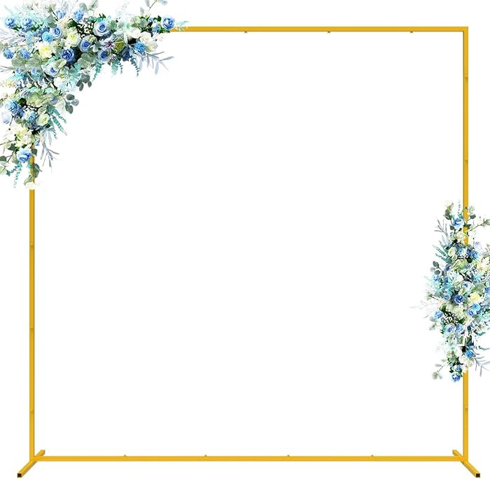 Wokceer Wedding Arch Backdrop Stand Square 6.6FTx6.6FT Gold Metal Balloon Arch Stand Garden Arbor... | Amazon (US)