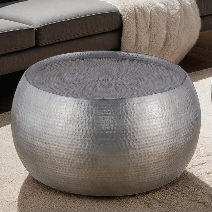 CT501 Modern Contemporary Round Aluminum Material 32" Coffee Table, Farmhouse Table with Glossy H... | Amazon (US)