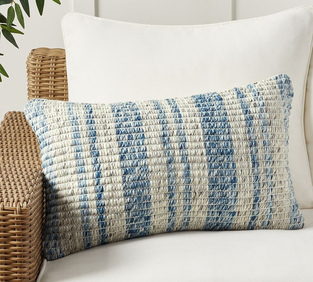Handwoven Striped Outdoor Lumbar Throw Pillow Cover | Pottery Barn (US)