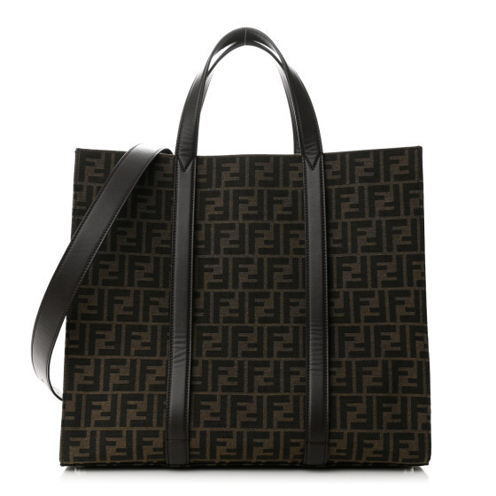 Recycled Fabric Jacquard Vitello Astro FF 1974 Shopping Tote Tobacco Moro Ebano | FASHIONPHILE (US)