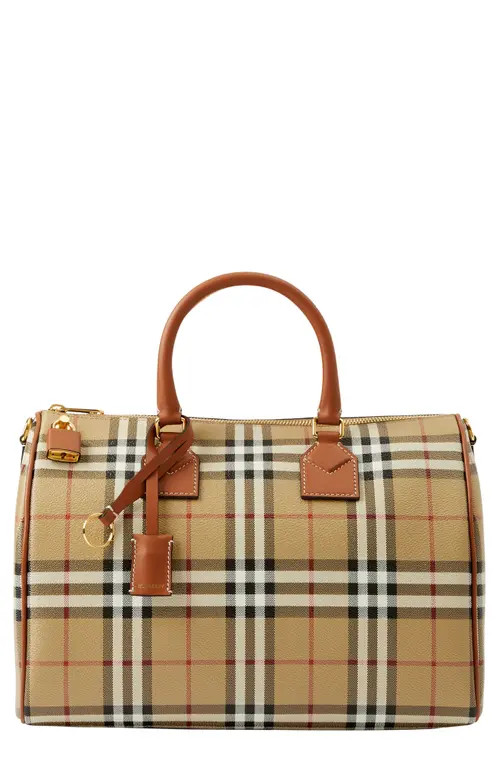 burberry Medium Bowling Check Coated Canvas Duffle Bag in Vntg Chk/Briar Brown at Nordstrom | Nordstrom
