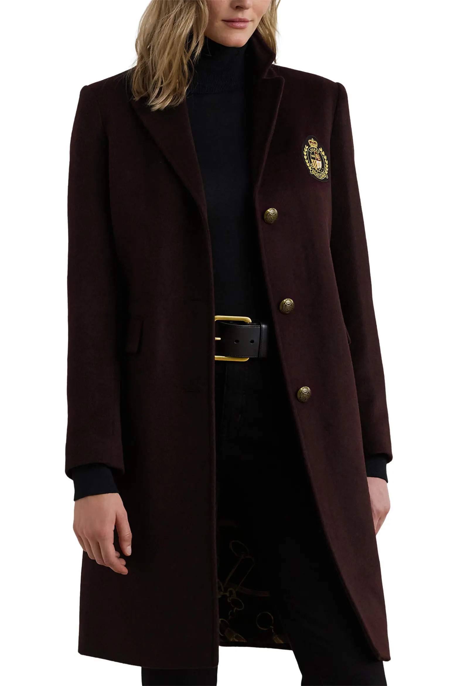 Crest Patch Wool Blend Reefer Coat (Women) | Nordstrom | Nordstrom