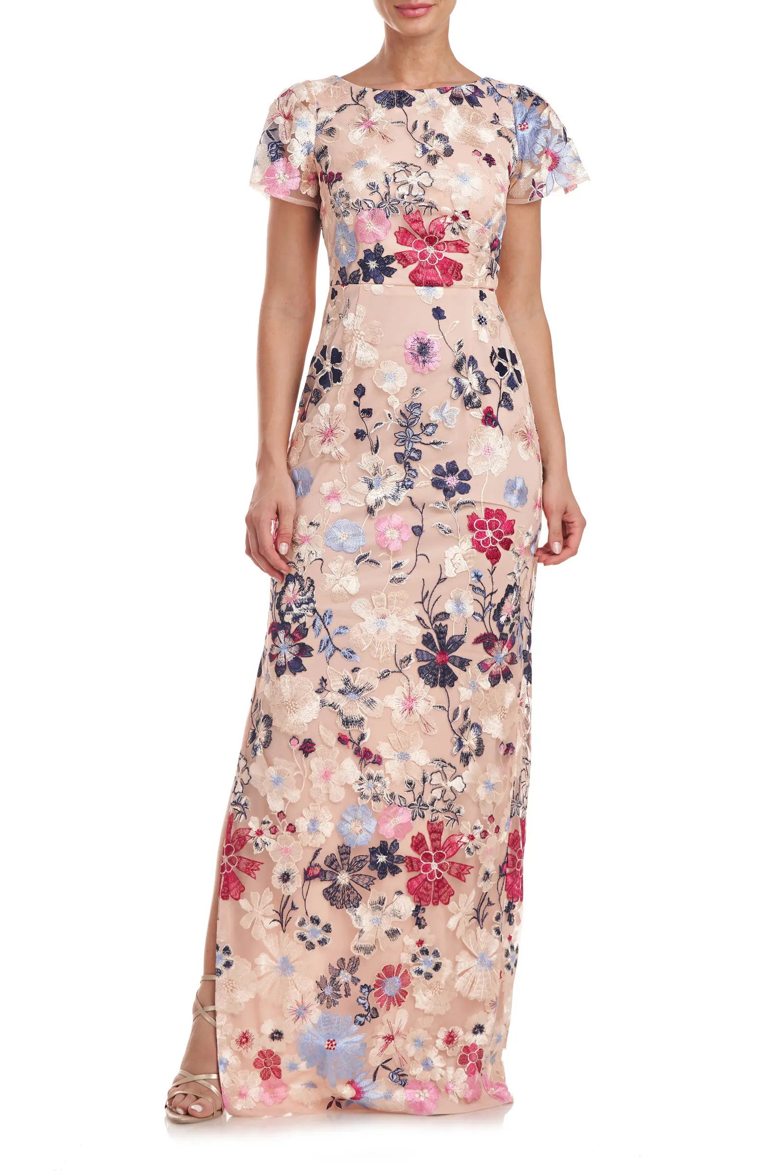 Magnolia Floral Embroidery Gown | Nordstrom