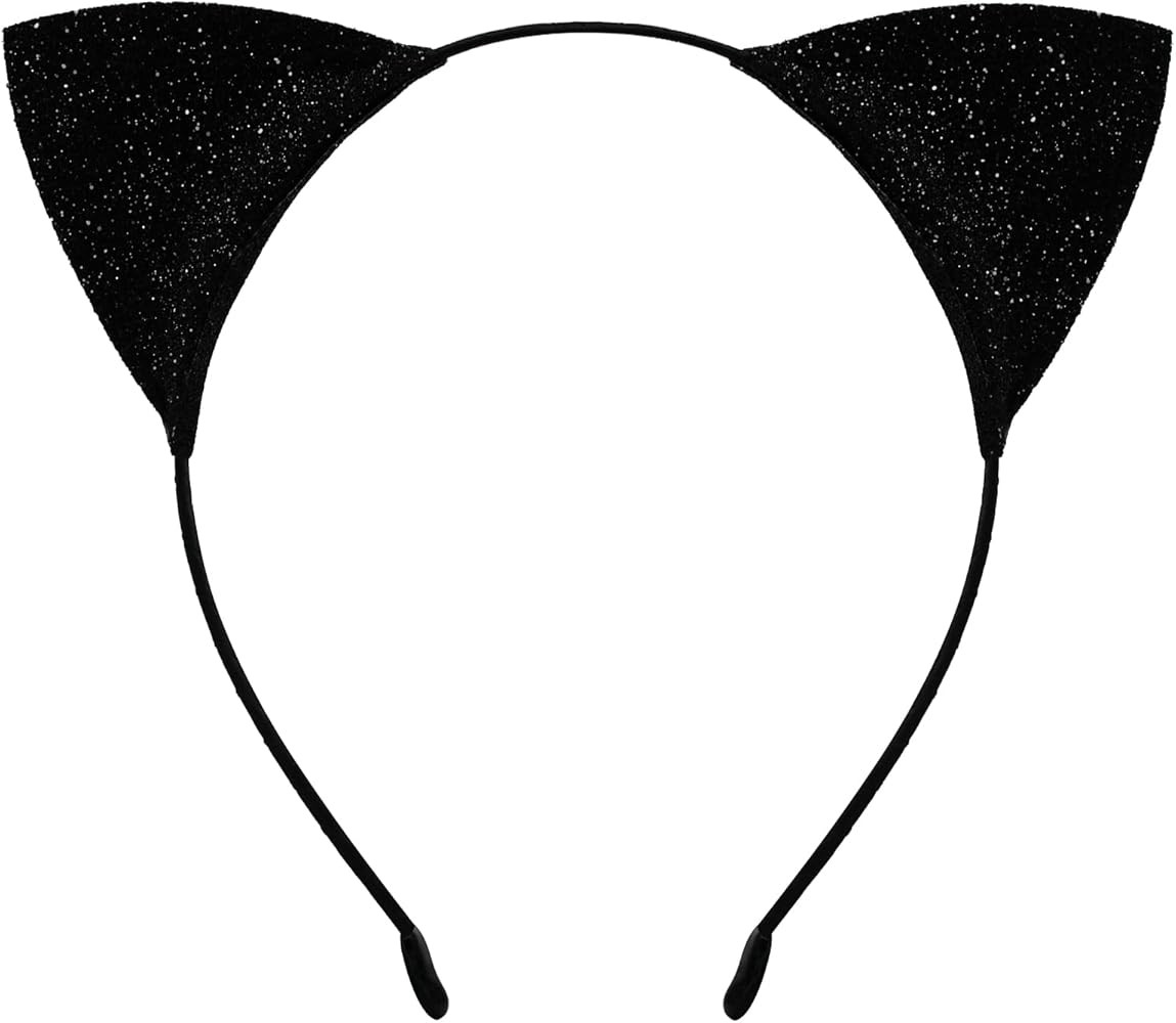 Cat Ears Headband for Women Girls - Cute Sparkle Glitter Hairband Halloween Cosplay Cat Costume H... | Amazon (US)