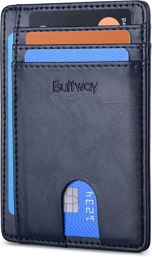 Buffway Slim Minimalist Front Pocket RFID Blocking Leather Wallets for Men and Women - Alaska Blu... | Amazon (US)