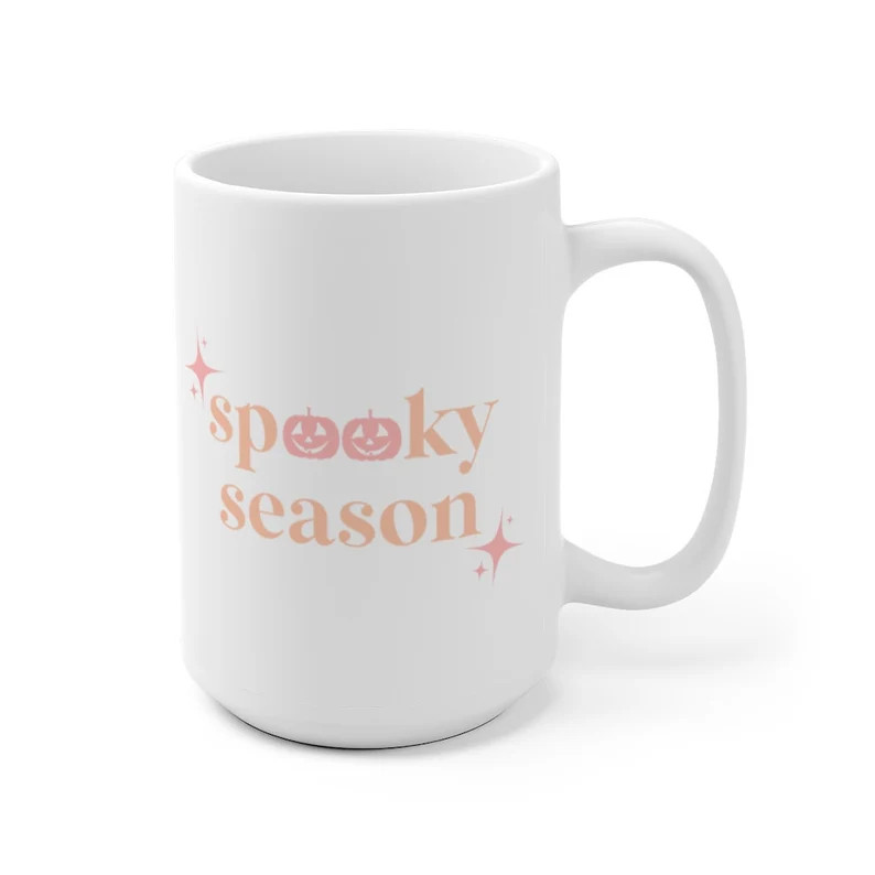 Spooky Season White Ceramic Mug 15 oz | Halloween Coffee Mug, Spooky Season Coffee Cup | Etsy (US)