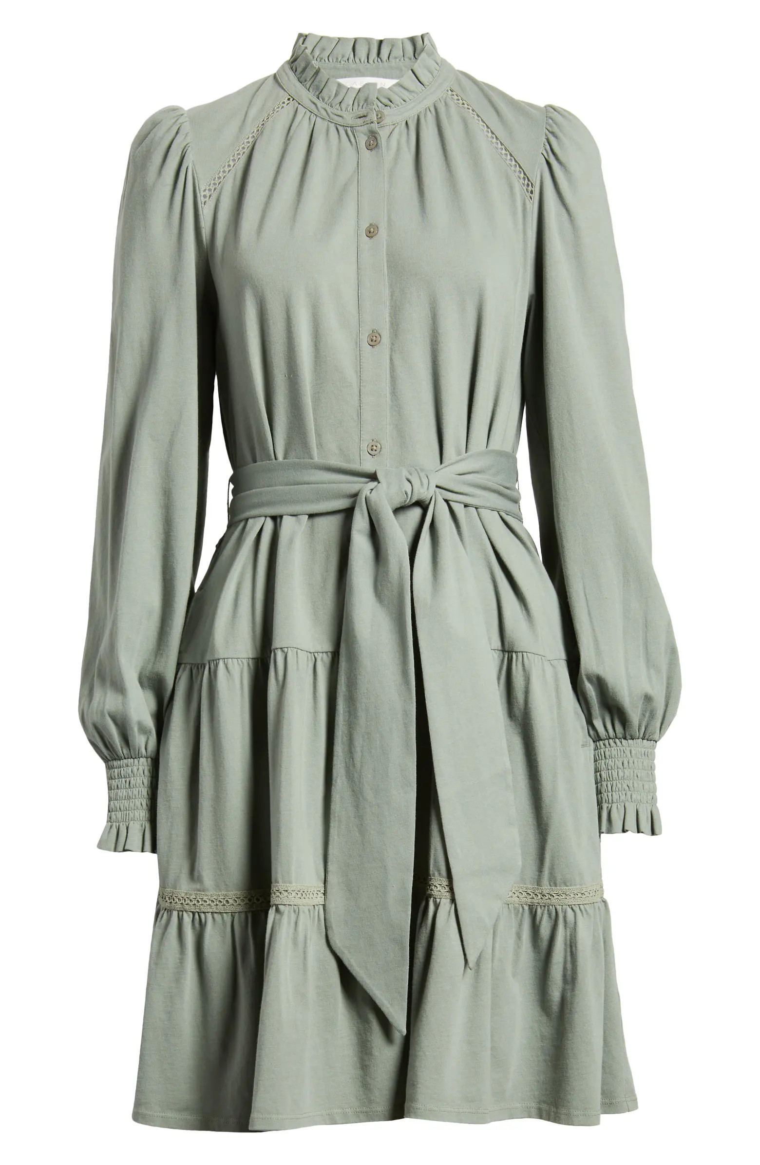 Caslon® Long Sleeve Organic Cotton Belted Dress | Nordstrom | Nordstrom