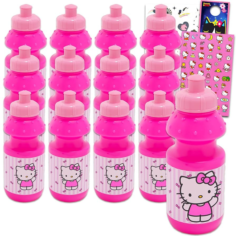 SANRIO Hello Kitty Kids 11 Oz Reusable Water Bottles - Hello Kitty Party Favor 12 Piece Bundle wi... | Amazon (US)