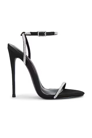 FEMME LA Niched Diamonds Sandal in Black Satin from Revolve.com | Revolve Clothing (Global)