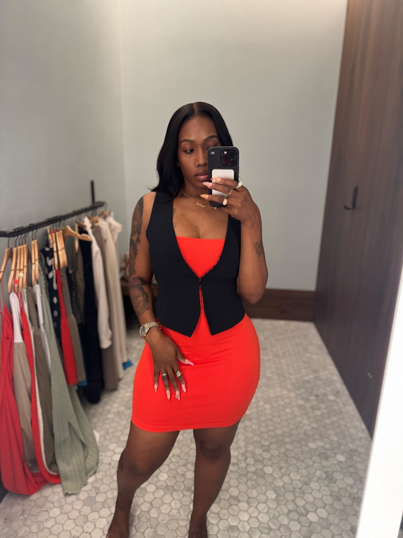 This mini tube dress is so versatile perfect for dressing up or keeping it casual. I styled it with a lightweight vest for a sleek, layered look.

Sizes 👇🏾
Dress medium 
Vest size 6 Fits snug consider sizing up if you prefer a more relaxed fit.

#LTKWatchNow #LTKStyleTip