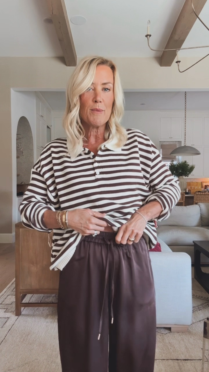 Also love this sweater with these cute satin pants! Chic and comfy.

Sweater: small
Pants: xs

#LTKootd #LTKOver40 #LTKSeasonal