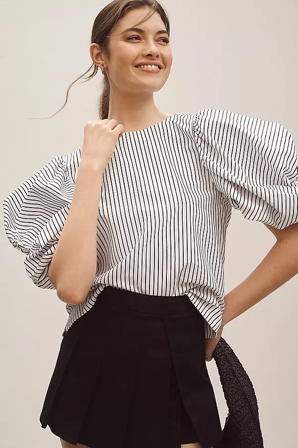 Puff-Sleeve Boatneck Top | Anthropologie (US)