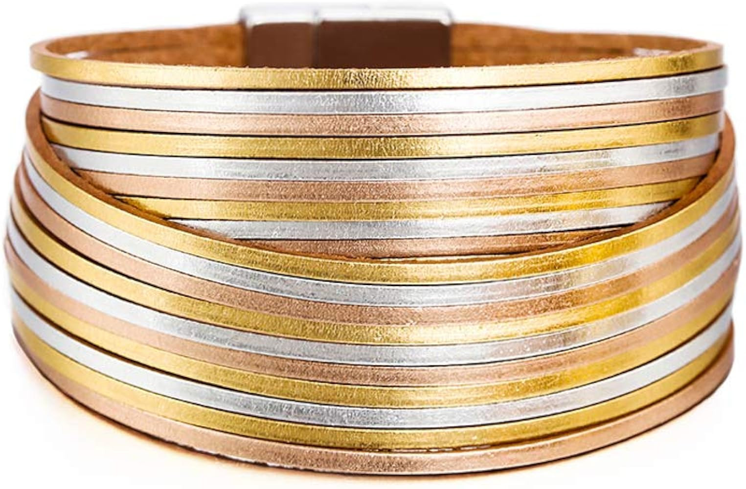 Fesciory Leather Wrap Bracelet for Women, Leopard Multi-Layer Magnetic Buckle Cuff Bracelet Jewel... | Amazon (US)