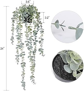 COCOBOO 1pcs Artificial Hanging Plants Fake Potted Eucalyptus Faux Plant Hanging Plant for Wall R... | Amazon (US)