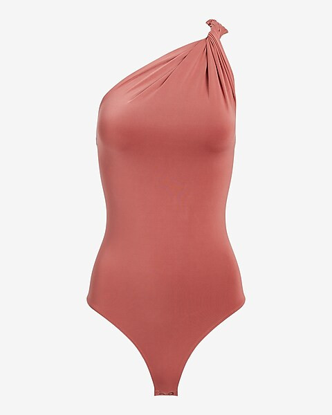 Body Contour Silky Twisted One Shoulder Thong Bodysuit | Express