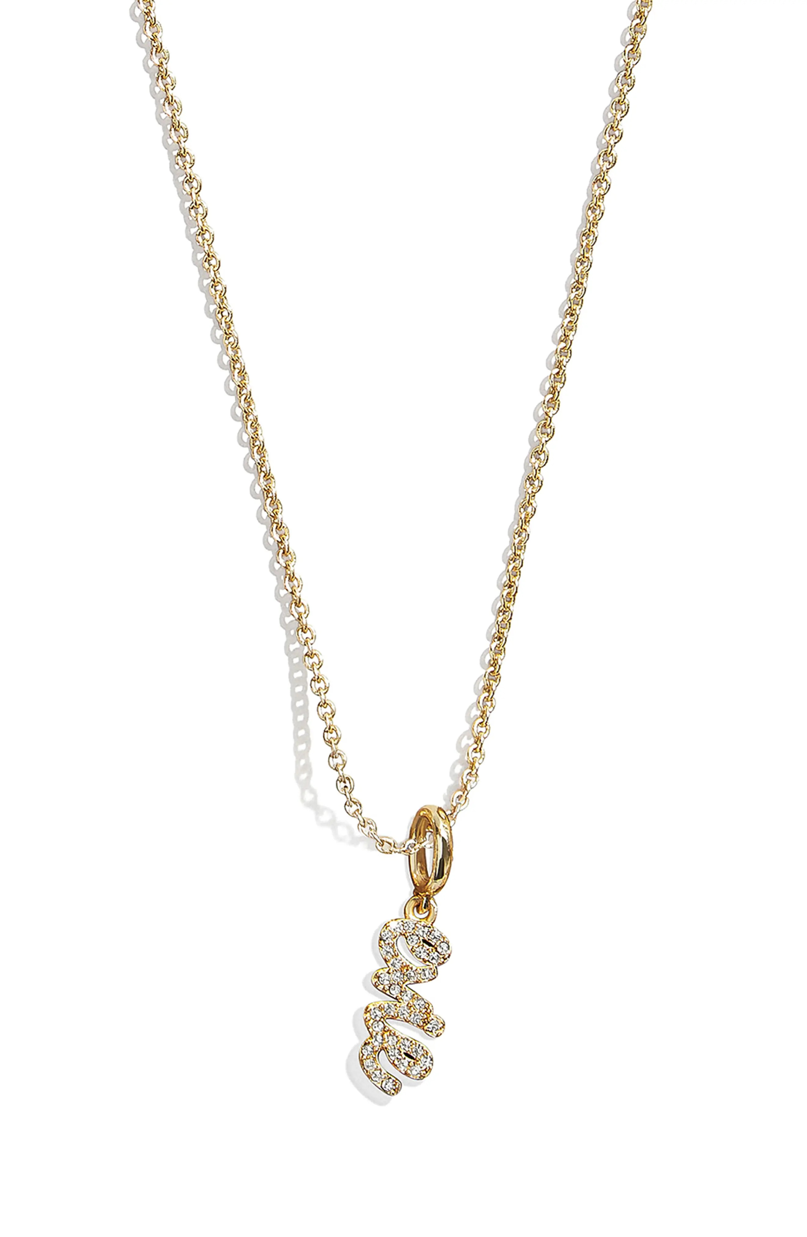 BaubleBar Mini Pav\u00e9 Script Custom Pendant Necklace (Women) | Nordstrom | Nordstrom