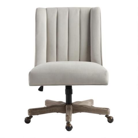 Ava Velvet Channel Back Upholstered Office Chair | World Market