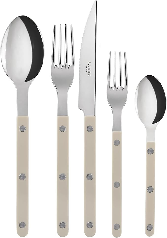 SABRE PARIS - 5-Piece Flatware Set - Bistrot Collection - Knife, Fork, Soup Spoon, Teaspoon & Des... | Amazon (US)