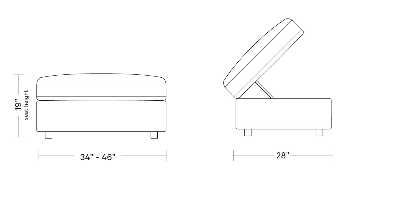 James Leather Rectangle Ottoman with Storage Option | Interior Define