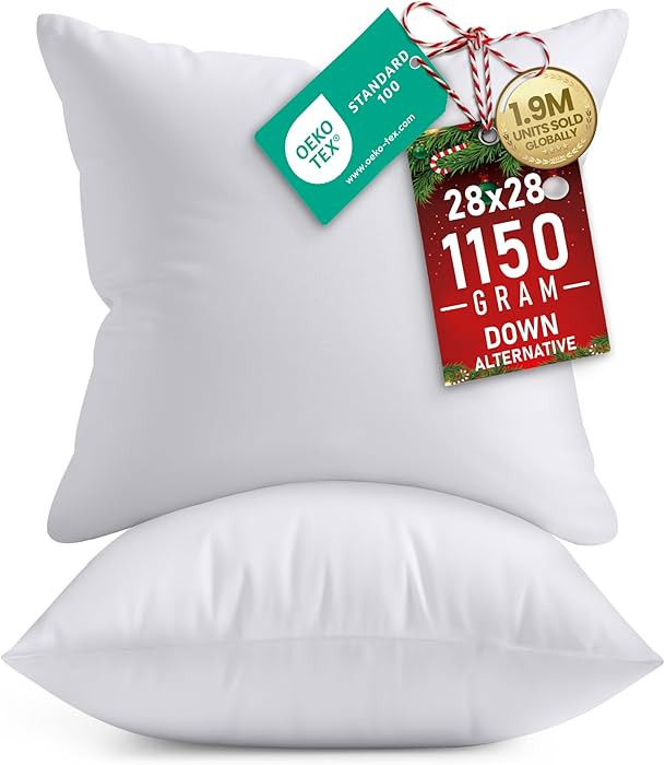 Utopia Bedding Throw Pillows Insert (Pack of 2, White) - 28 x 28 Inches Bed and Couch Pillows - I... | Amazon (US)